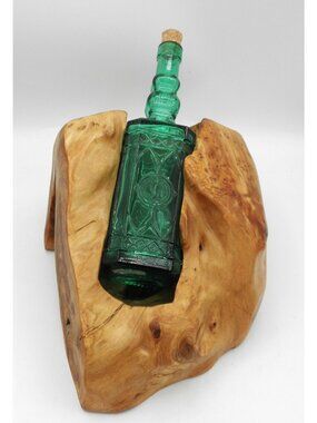 Natural Burled Wood Liquor/Decorative Bottle Holder BOTTLE INCLUDED IT'S STUCK